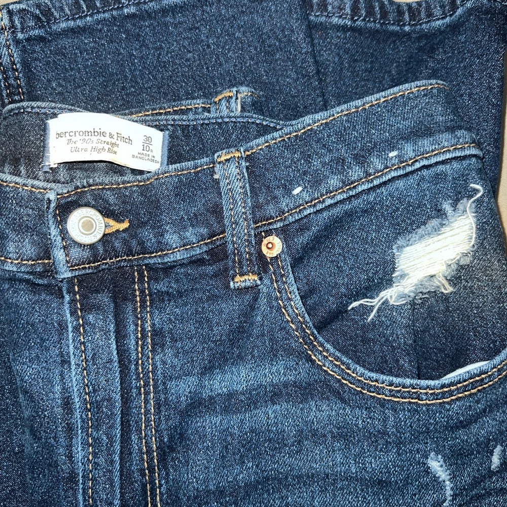 Abercrombie & Fitch Dark Denim Distressed Jeans
